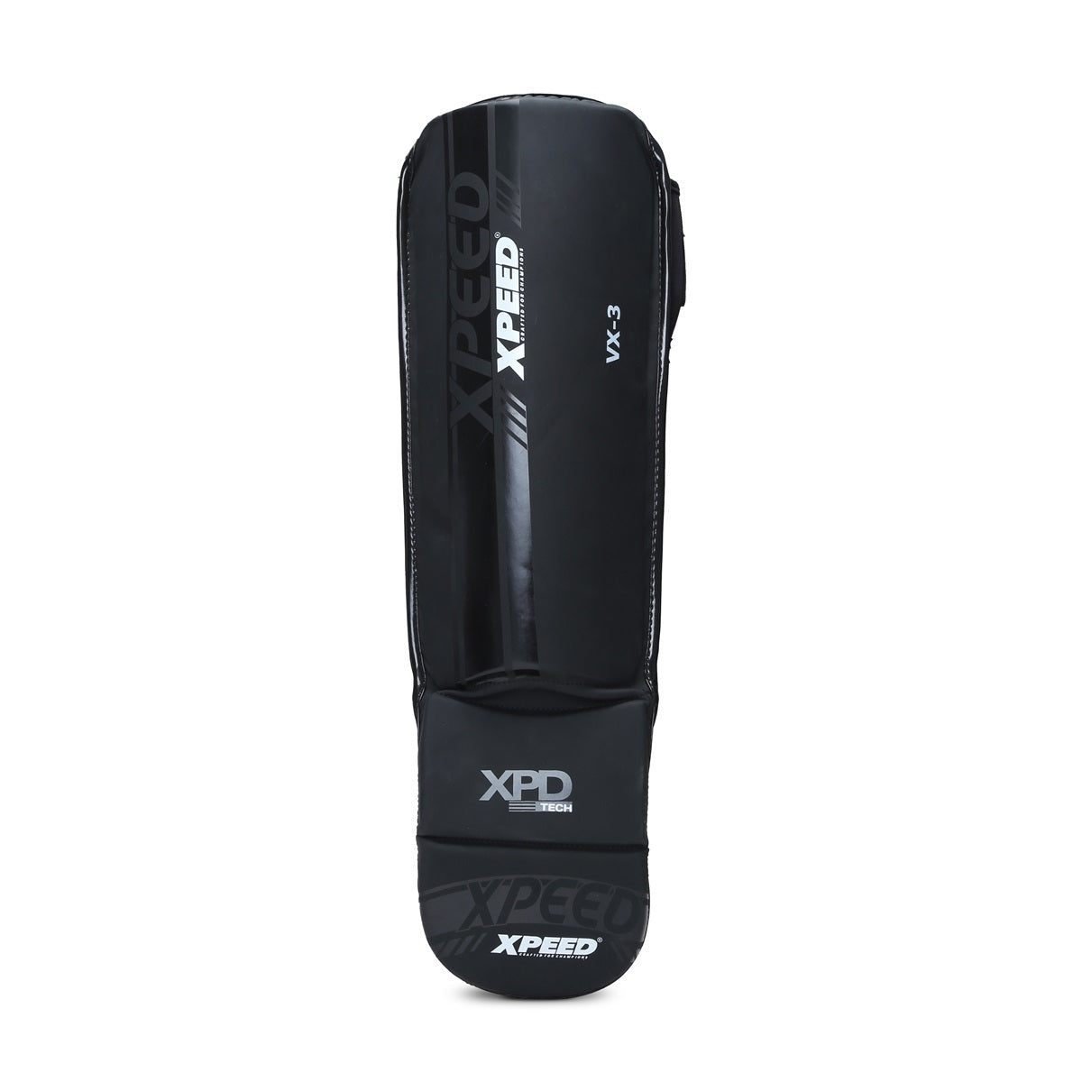 XPEED XP3058 Matt PU Grappling Shinguard | Medium-Thick Impact Padding | Dual Velcro & Elastic Fastening | Professional MMA & Martial Arts Shin Guards