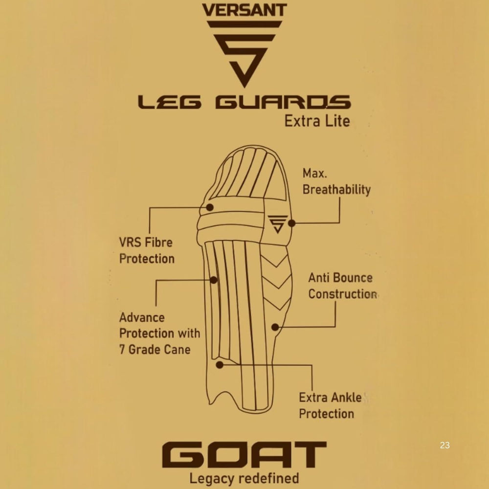 Versant GOAT Right Hand Batting Legguards – Adult (7-Grade Cane VRS Fibre Protection with ShockTEC Foam) - Best Price online Prokicksports.com