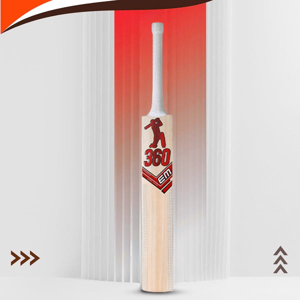 EM 360 Bold Kashmir Willow Cricket Bat – AB de Villiers 360 Range Grade‑1 Kashmir Willow Power Bat for Leather & Hard Tennis Ball