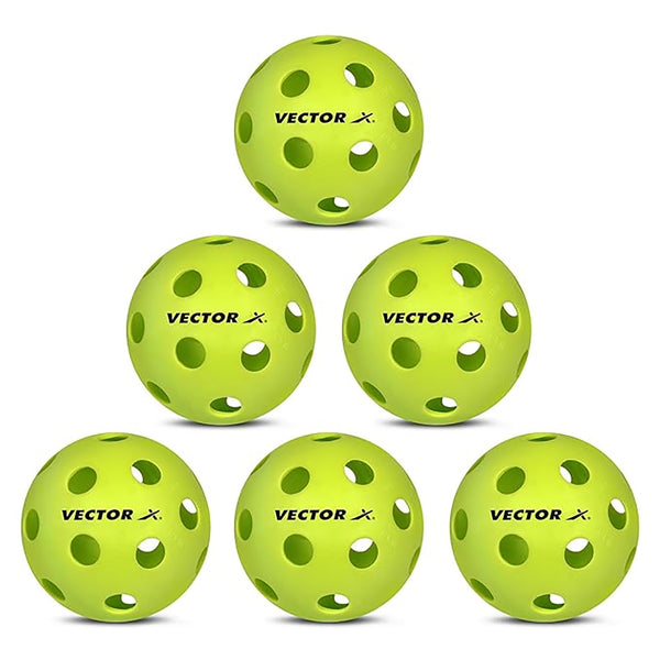 Vector X Indoor-26 Hole Pickleball Ball, Pack of 6