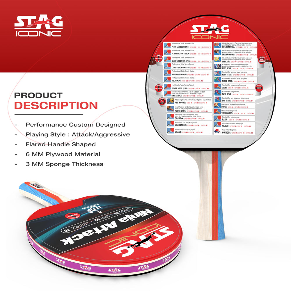 Stag Iconic Ninja Attack Advanced Series Table Tennis Racket