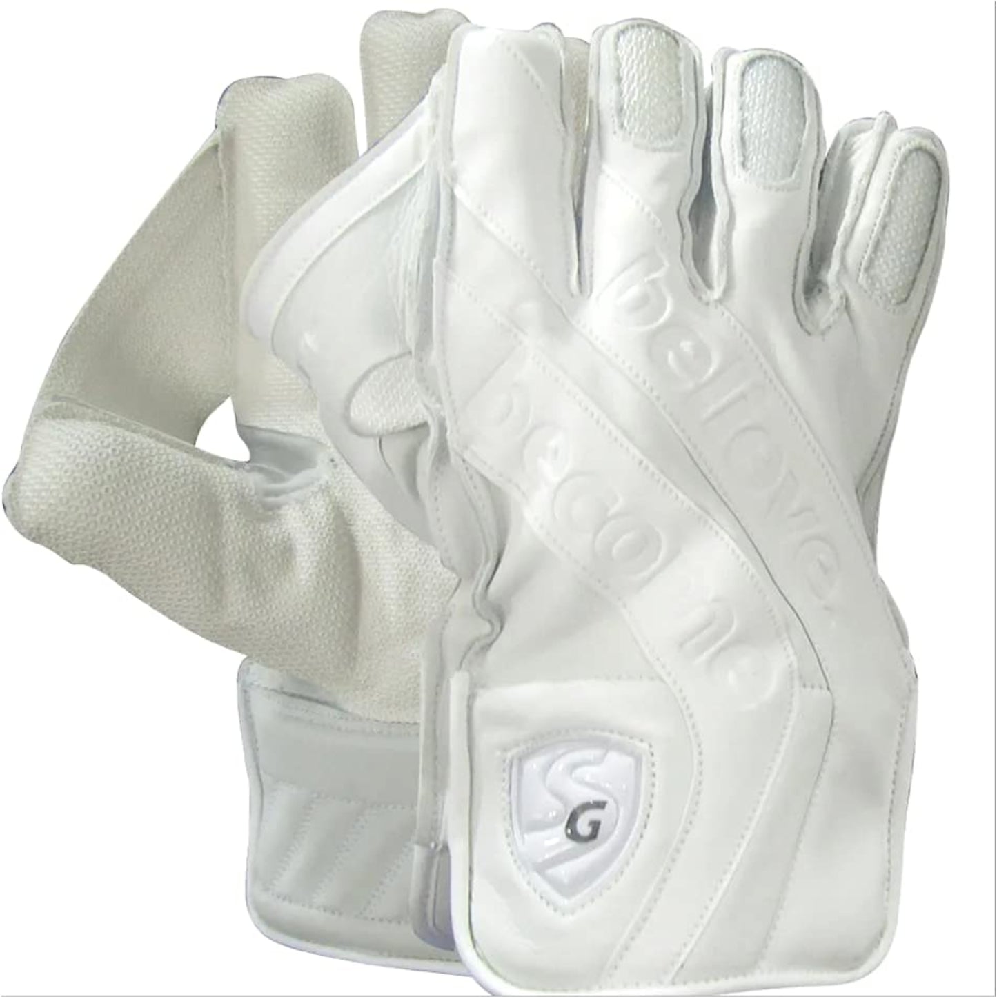 SG Hilite White Wicket Keeping Gloves – Premium Leather Gloves for Professional Wicketkeepers with Strong Grip, Flexibility, and Superior Palm Protection - Best Price online Prokicksports.com