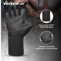 Vector X VX-1054 Gel Tech Fitness Gloves | Anti-Slip Gel Padded Gym Gloves with Wrist Support & Breathable Mesh Design - Best Price online Prokicksports.com