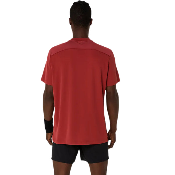 ASICS Court SS Top Men T-Shirt Roundneck – Burnt Red | Breathable Sportswear Tee for Training & Casual Wear