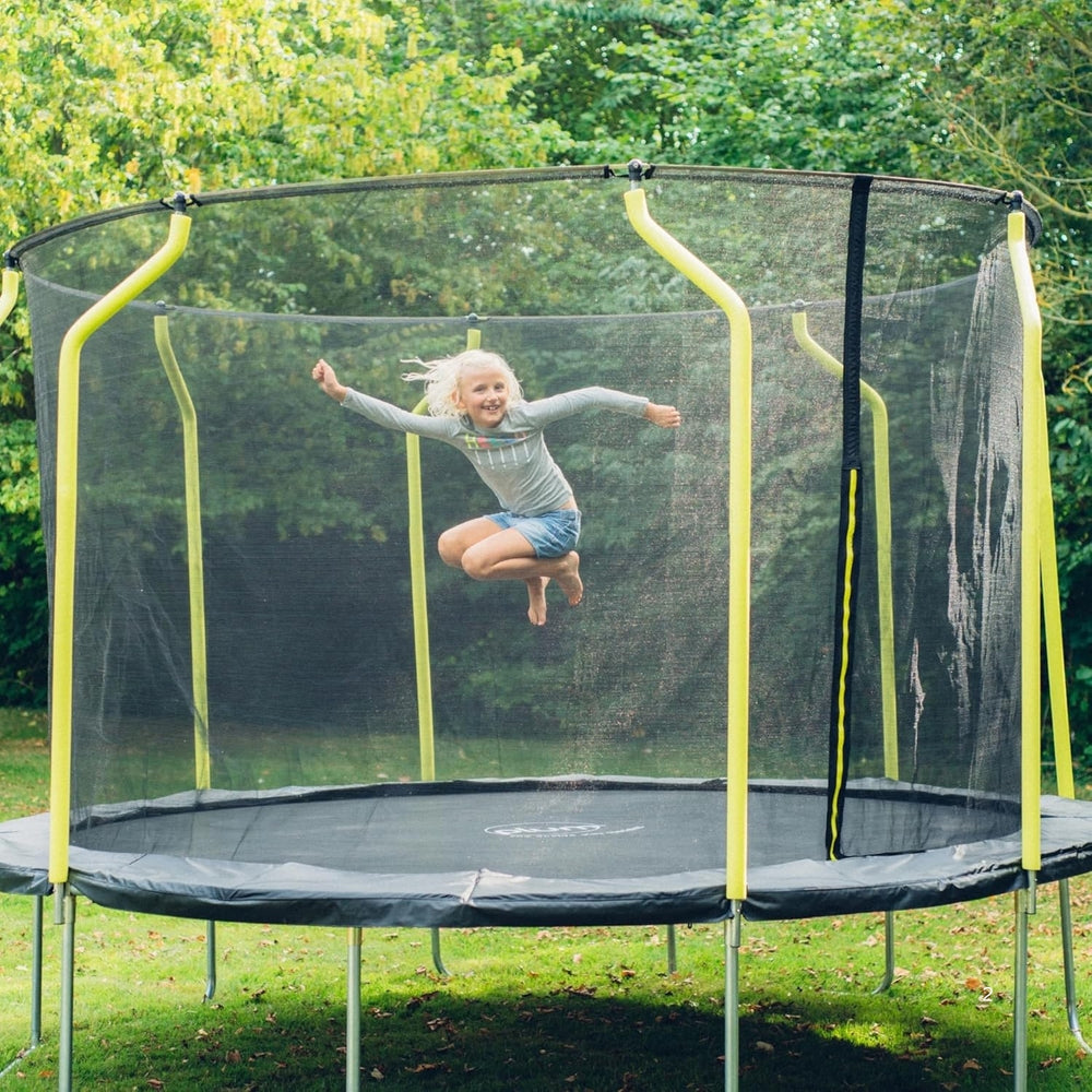 Plum Wave Springsafe Trampoline & Enclosure 14ft | Extra Large Outdoor Family Trampoline with Safety Net & Padded Springs | Black/Green – Model 30249 - Best Price online Prokicksports.com