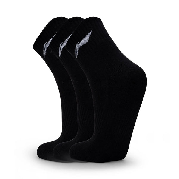 Li-Ning AWLS179-T Cotton Men’s Quarter Socks (Pack of 3) | Cushioned Sports Socks with Arch Support & Breathable Comfort
