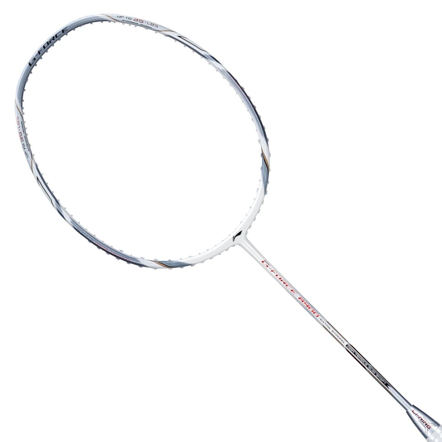 Li-Ning G-Force 8900 Extra Strong Strung Badminton Racquet (3U G6) | Head-Heavy Carbon Graphite Frame with 35 lbs Tension for Power Play (White/Silver) - Best Price online Prokicksports.com