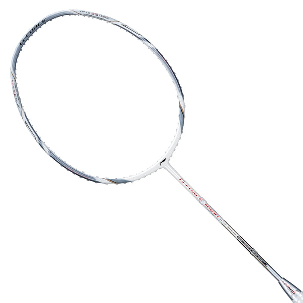 Li-Ning G-Force 8900 Extra Strong Strung Badminton Racquet (3U G6) | Head-Heavy Carbon Graphite Frame with 35 lbs Tension for Power Play (White/Silver)