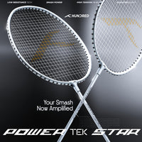 Hundred Powertek Star Strung Badminton Set (Pack of 2 Racquets) | Lightweight Aluminium Frame with Pre-Strung Strings, Full Cover & Shuttlecock Combo for Beginners - Best Price online Prokicksports.com