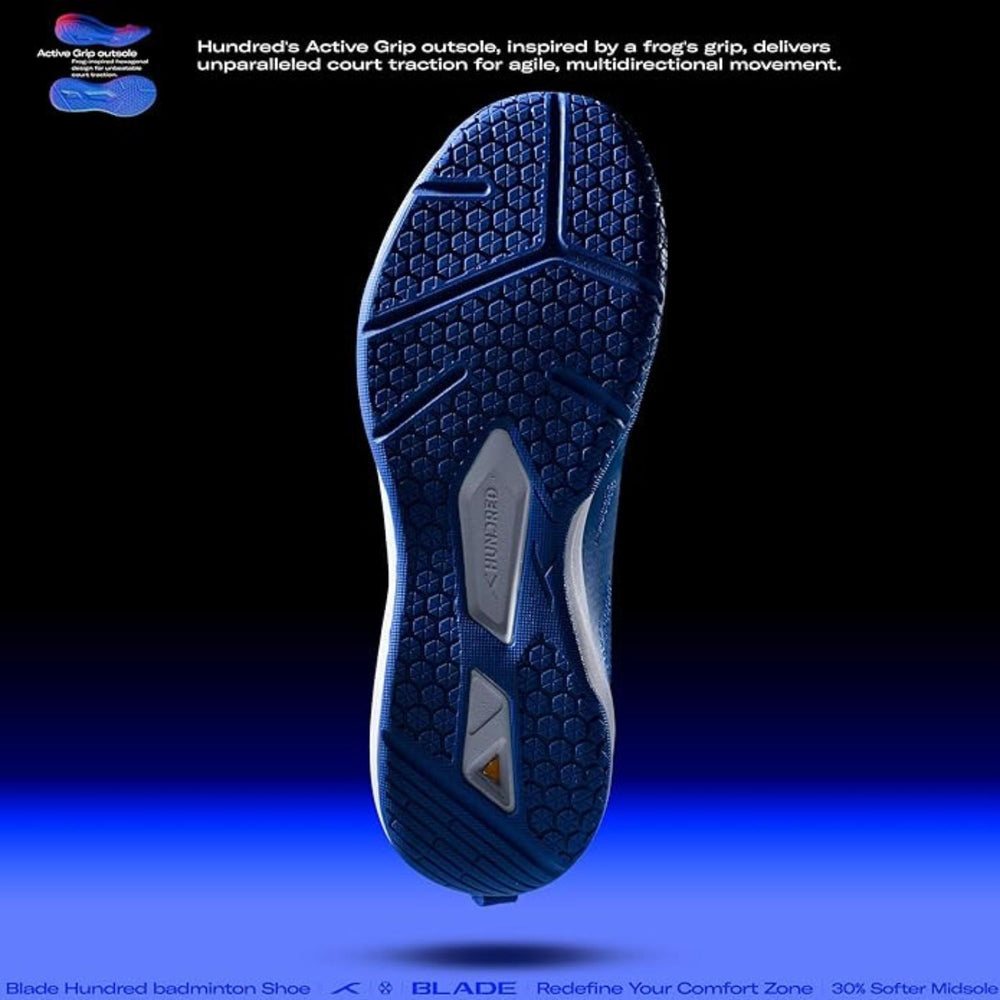 HUNDRED Blade Badminton Shoes (Non-Marking) | Multi-Sport Court Shoes | Lightweight Gum Rubber Sole | Indoor Sports – Badminton, Squash, Table Tennis, Volleyball & Basketball - Best Price online Prokicksports.com