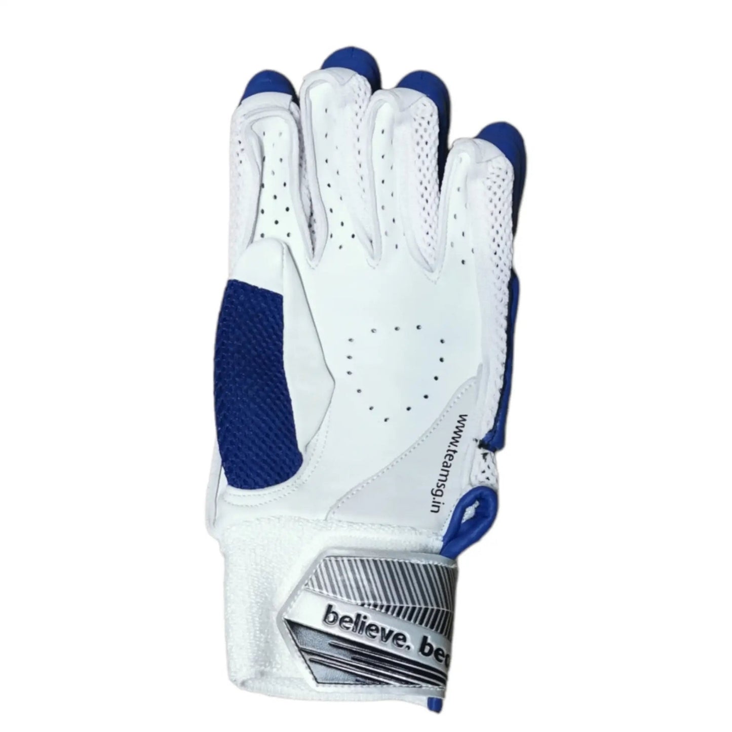 SG TEST Left Hand Batting Gloves – Youth Size, Premium Leather Palm, TPU Finger Protection, Breathable Mesh Back, Blue - Best Price online Prokicksports.com