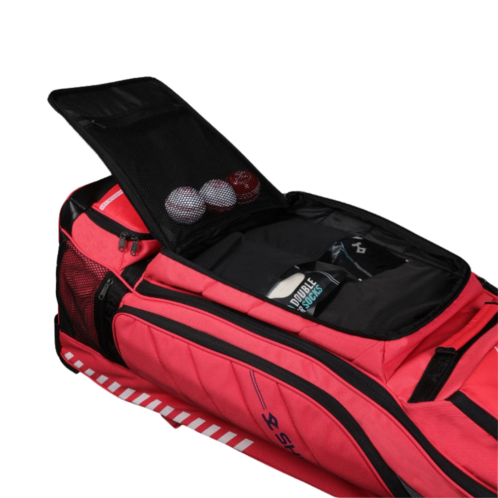 Shrey 3333 Legacy Duffle Wheelie 120 Cricket Kitbag | Spacious, Durable & Easy-to-Carry Cricket Gear Bag | Red - Best Price online Prokicksports.com