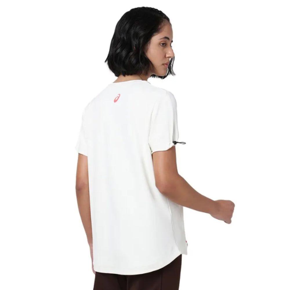 ASICS Drawstring Sleeve SS Top for Women | Round Neck Sports T-Shirt - Best Price online Prokicksports.com