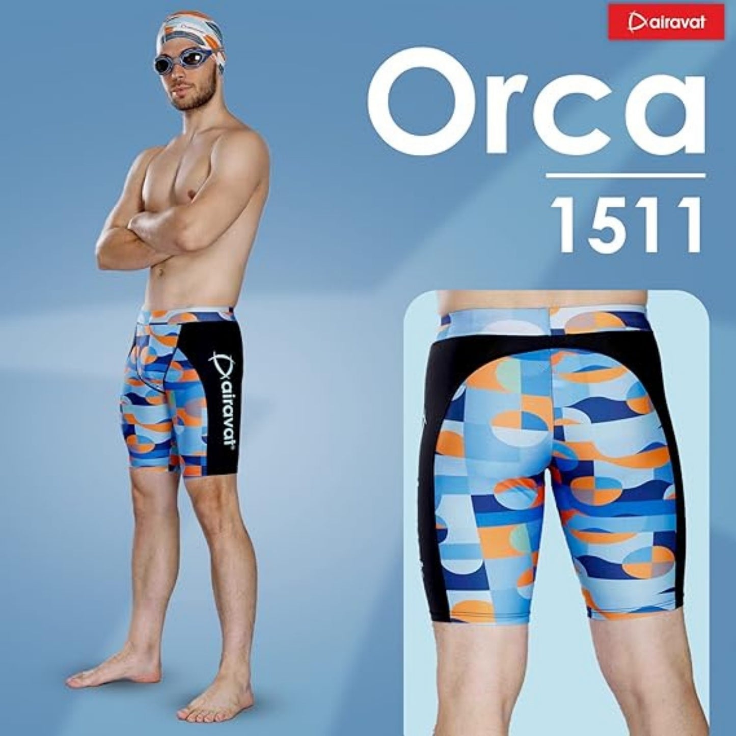 Airavat ORCA 1511 Men's Swimming Jammer – 360° Stretch, UPF50 UV Protection, Anti-Chafe, Quick-Dry Swimwear - Best Price online Prokicksports.com