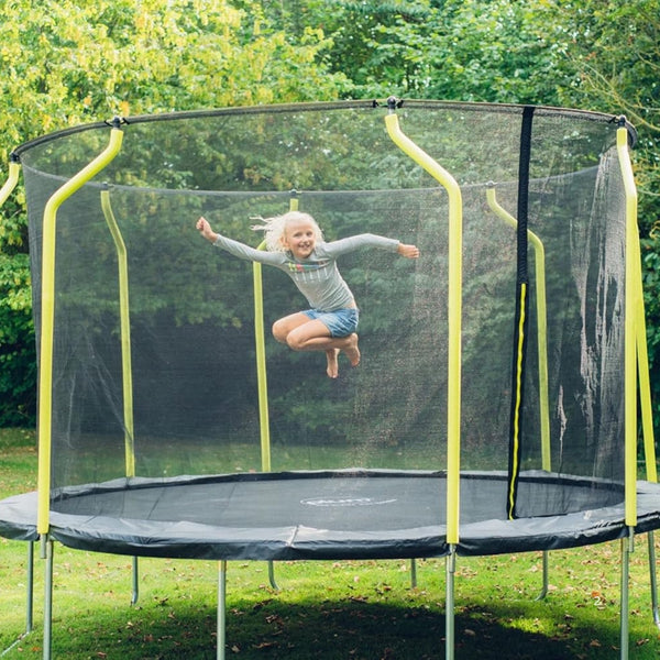 Plum Wave Springsafe Trampoline & Enclosure 10ft | Large Outdoor Kids Trampoline with Safety Net & Padded Springs | Black/Green – Model 30247