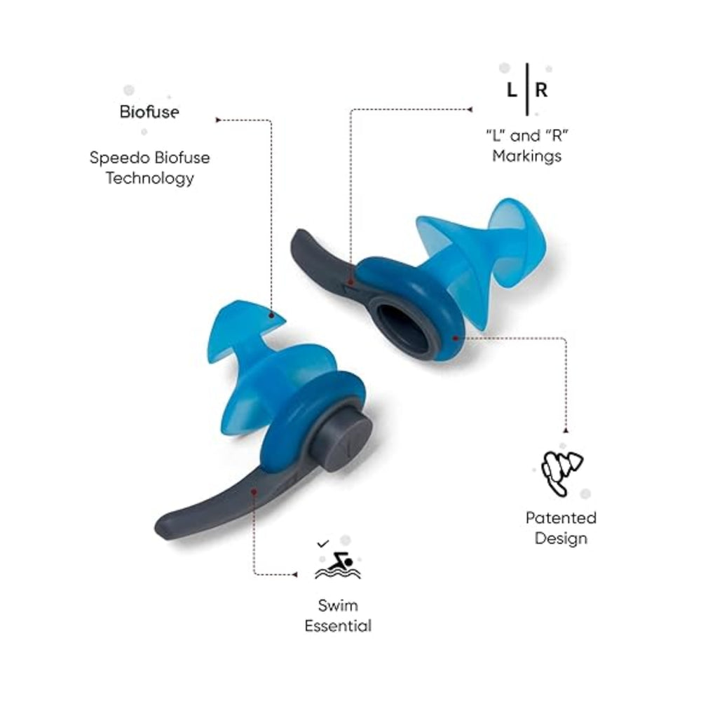 Speedo Biofuse Earplug – Blue/Grey (1 Size) | Ergonomic Swim Earplugs with Soft Silicone & Secure Fit - Best Price online Prokicksports.com