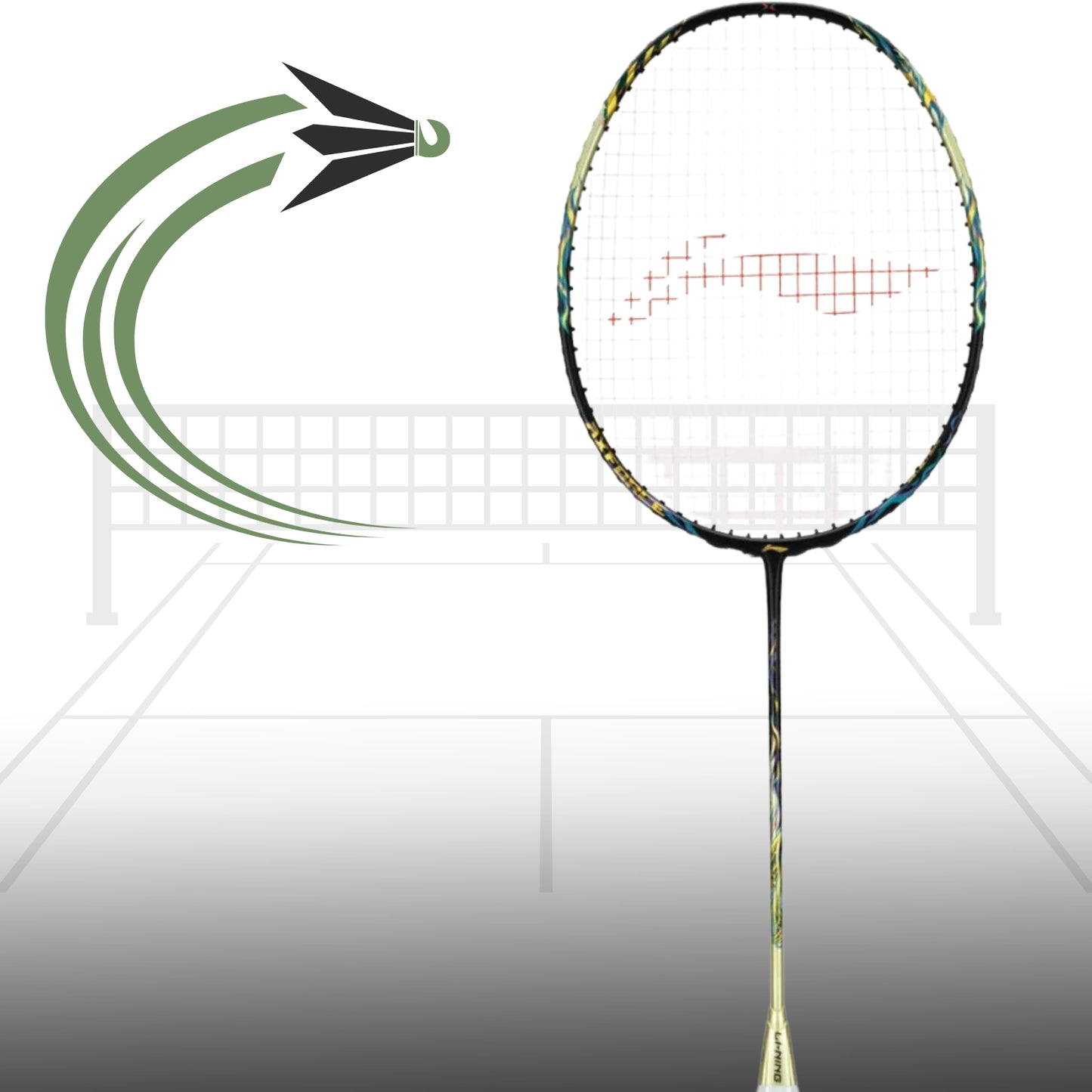 Li-Ning AXForce 100 Unstrung Badminton Racquet – Lightweight 4U5, Medium Flex Shaft, Even Balance, Graphite Frame, Isometric Head | Black/Gold | For Professional Attacking Players