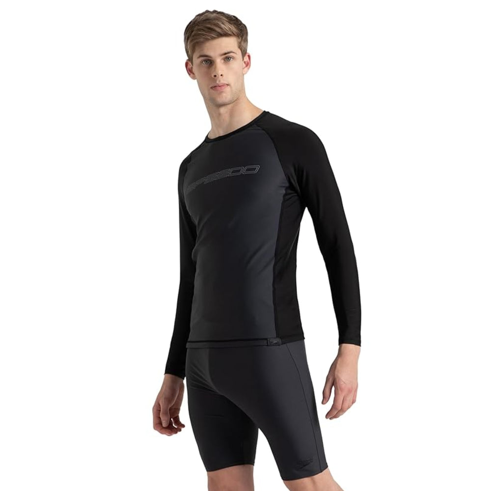 Speedo AM Performance Printed Swimactive Long Sleeve Suntop – Men UV Protection Swim Top, Quick Dry Stretch Rashguard, True Navy Blue/Cobalt Pop - Best Price online Prokicksports.com