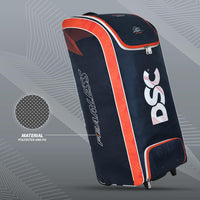 DSC Krunch Duffle Cricket Kit Bag with Wheels | Large Cricket Equipment Bag | Holds 4 Bats, Ventilated Shoe Pocket | Navy/Orange - Best Price online Prokicksports.com