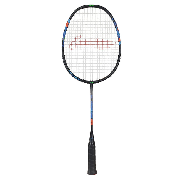 Li-Ning AX Force Kids Strung Badminton Racquet – Black/Blue (G6) | Lightweight Junior Racquet with Flexible Shaft & Durable Build
