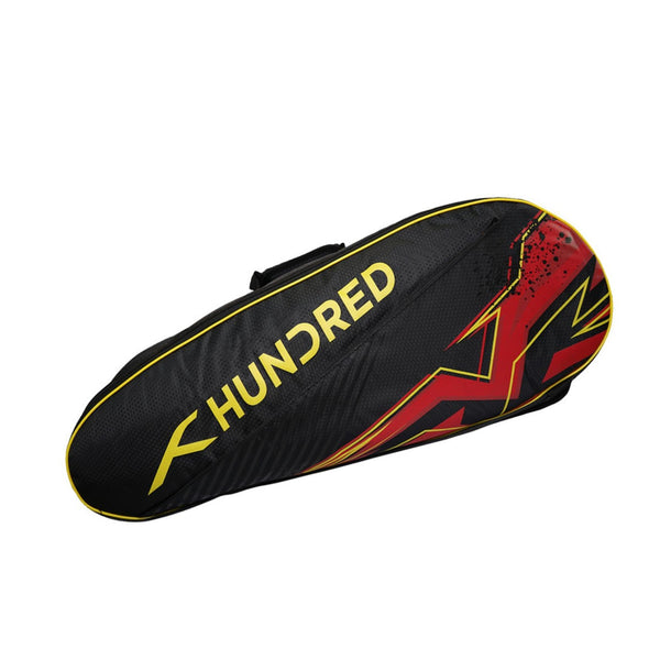 HUNDRED HBCC-2M097-3 6 in 1 Badminton Kitbag – Black | Multi-Compartment Gear Bag for Organized Storage
