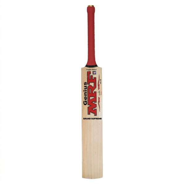 MRF Genius Grand Supreme English Willow Cricket Bat, Short Handle | Grade 1 Premium Willow with Duckbill Toe & Pro-Level Power