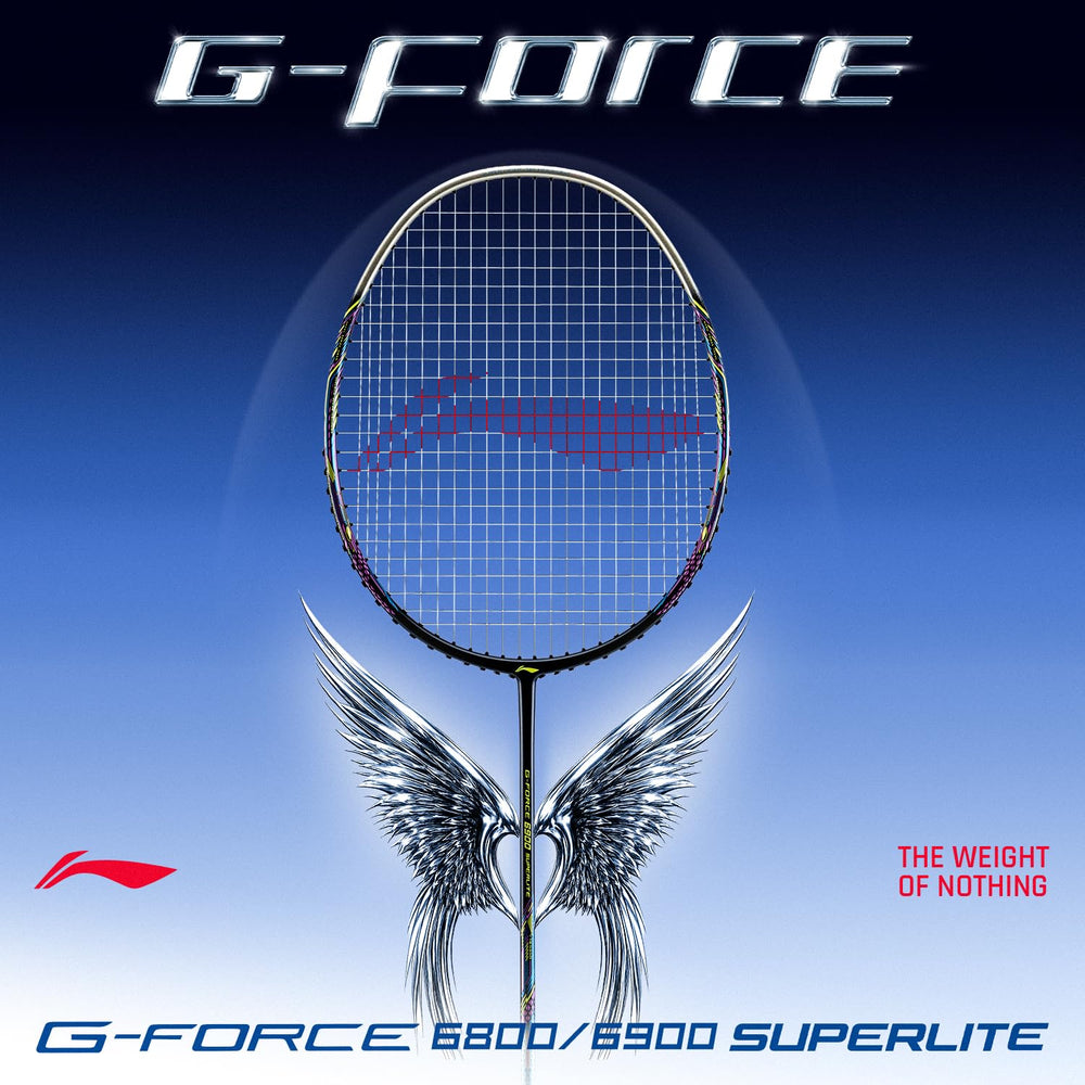 Li-Ning G-Force 6900 Superlite Unstrung Badminton Racquet, 5U G6 | Ultralite Carbon Technology | Fast Swing