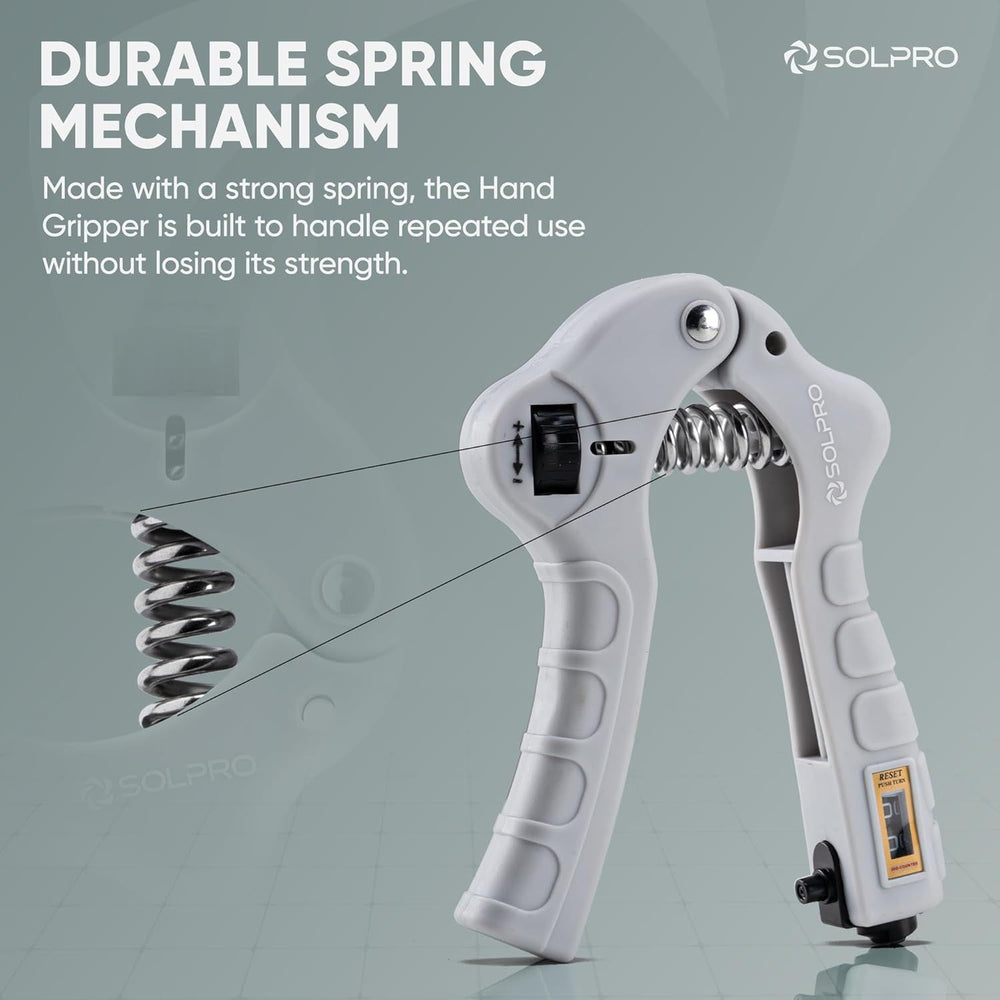 Solpro SHX-052 Grippax Adjustable Hand Grip Strengthener – 5-60kg Resistance, Mechanical Counter, Forearm, Wrist & Finger Exerciser for Men & Women, Home/Gym/Rehab Workouts - Best Price online Prokicksports.com