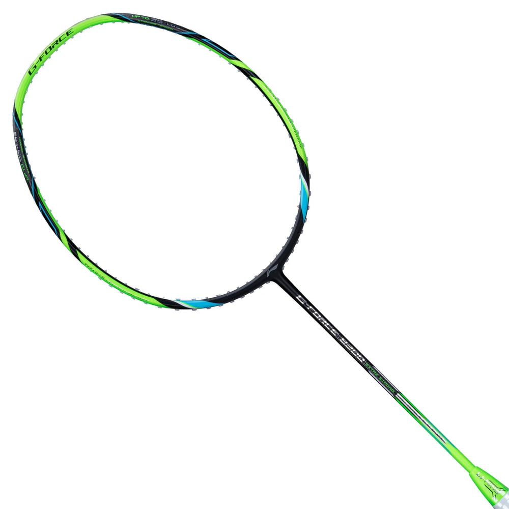 Li-Ning G-Force 8200 Extra Strong Strung Badminton Racquet (3U G6) | Head-Heavy Carbon Graphite Frame with Dynamic Optimum Frame & 35 lbs Tension (Black/Lime Green) - Best Price online Prokicksports.com