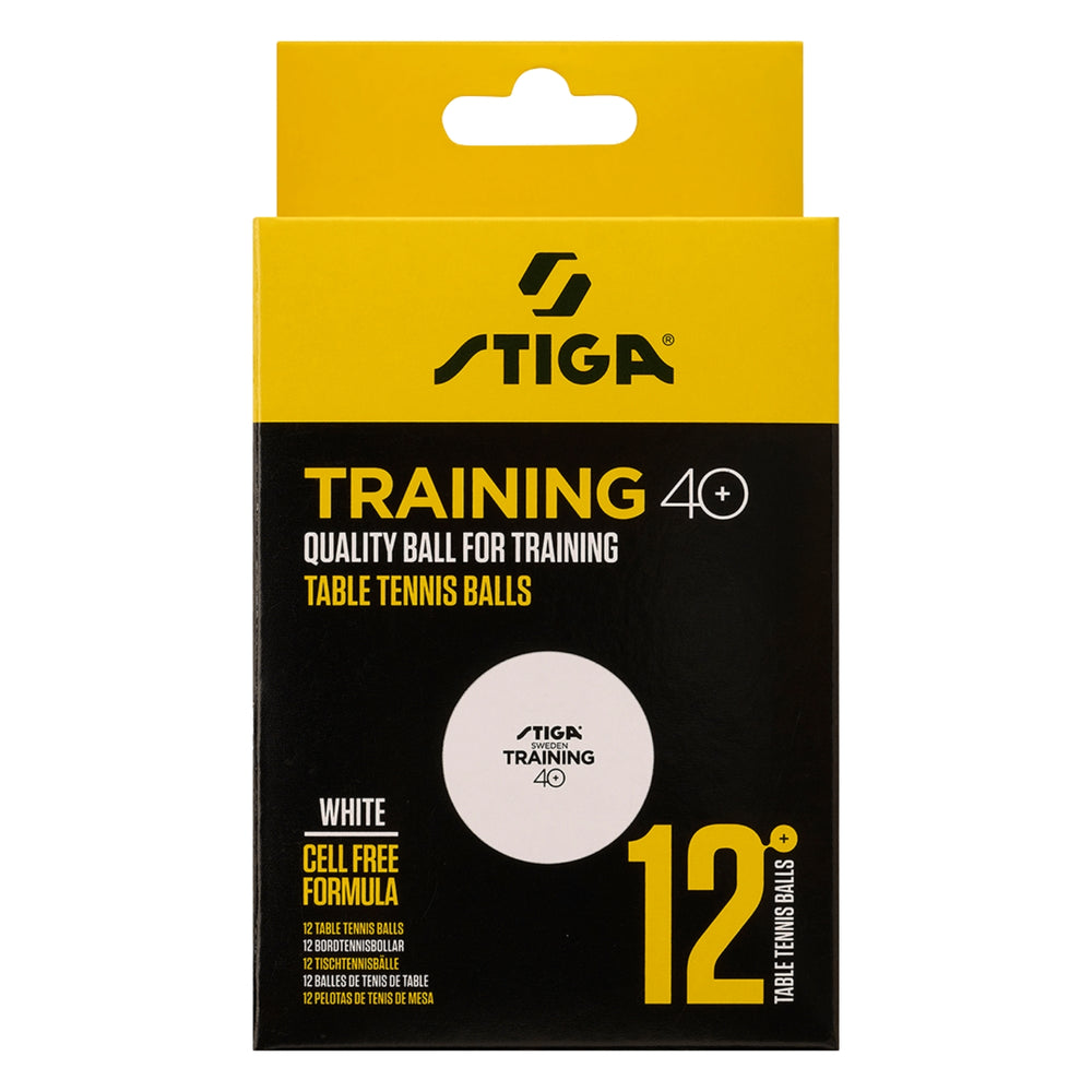 Stiga Training 40+ Table Tennis Balls (Pack of 12) – White | Seamless, Durable, Ideal for Practice & Clubs