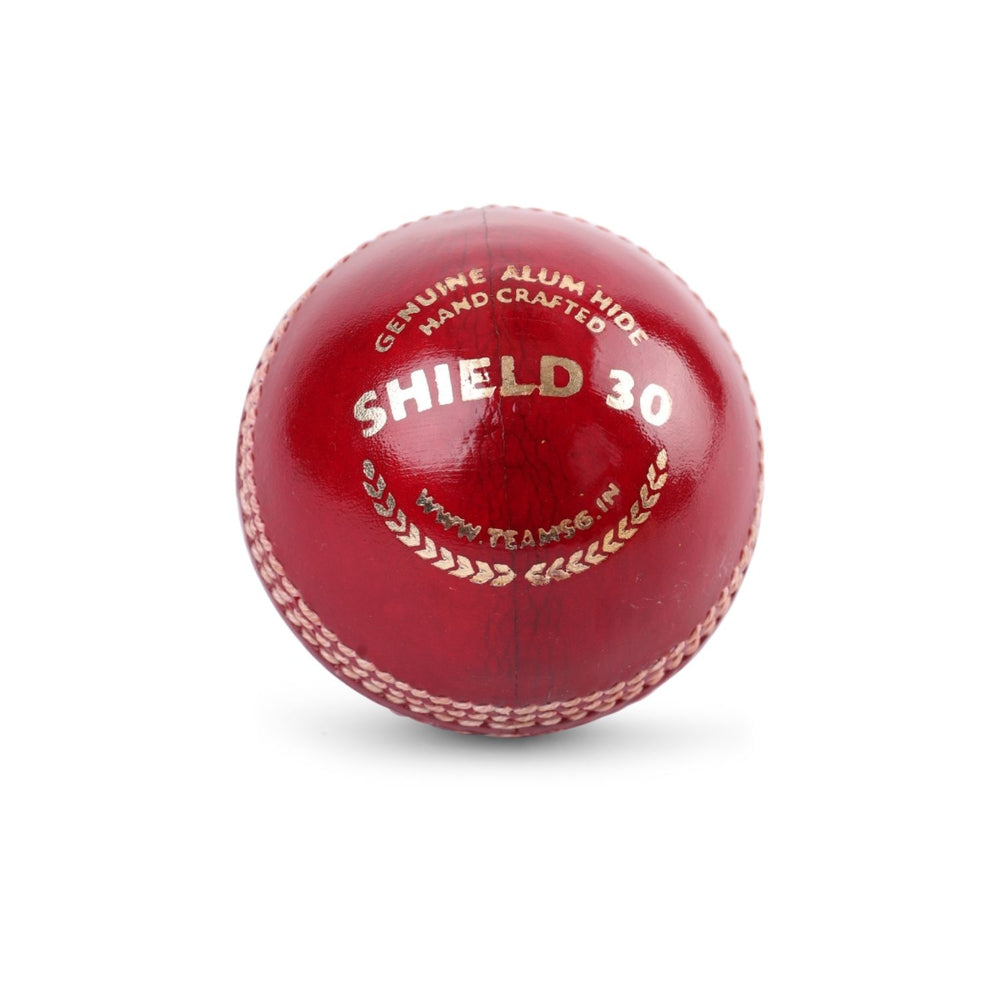 SG Shield 30 Cricket Leather Ball 1 PC, Red – Youth, 4‑Piece Alum‑Tanned Leather, Waterproof, Club & School Match Ball
