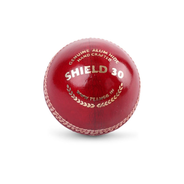 SG Shield 30 Cricket Leather Ball 1 PC, Red – Youth, 4‑Piece Alum‑Tanned Leather, Waterproof, Club & School Match Ball