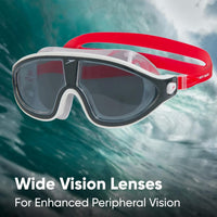 Speedo Biofuse Rift Swimming Goggles – Adult | Wide Vision Anti-Fog UV Protection Mask with Biofuse Comfort Technology, Soft Seals & Adjustable Strap (Lava Red/Oxid Grey/Smoke) - Best Price online Prokicksports.com