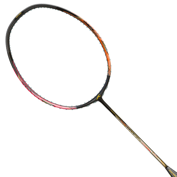 HUNDRED Flareon 700 Unstrung Badminton Racquet, Black/Orange/Pink (3U & 4U) | Hyperweave Carbon Fibre Frame with CNTRL Foam | Speed & All-Round Control