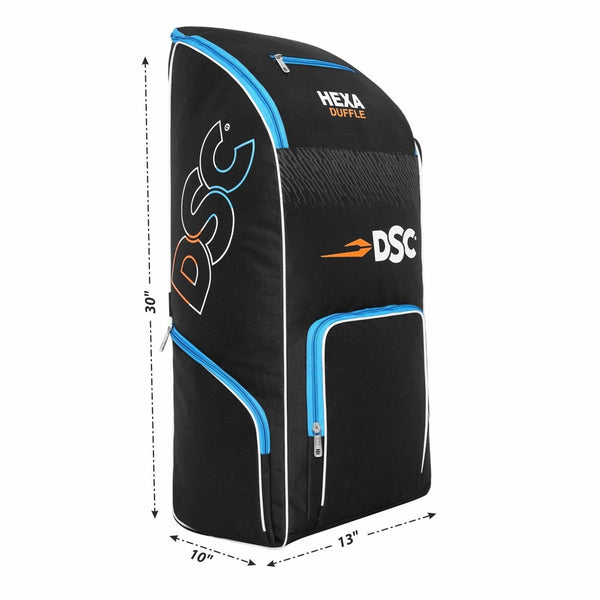 DSC Hexa Cricket Kit Bag – Black/Blue, Premium Large Capacity Cricket Gear Bag with Durable Fabric & Multi-Compartment Storage