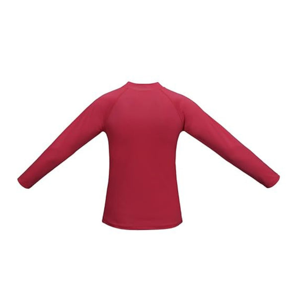 TYR Girls Eco Long Sleeve Swimming Rashguard – Red | UV Protection Swim Top with Lightweight Stretch Fabric
