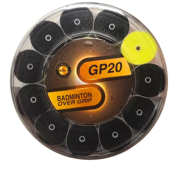 GP 20 Badminton Racquet Overgrip Bulk Pack – Assorted Colors, 60 Pieces (Tacky PU, Sweat‑Absorbent)