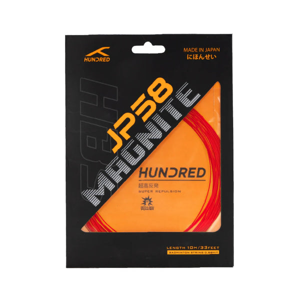 HUNDRED JP58 Magnite Badminton String (0.58mm) | Ultra-Thin High Repulsion String with Explosive Power & Crisp Sound
