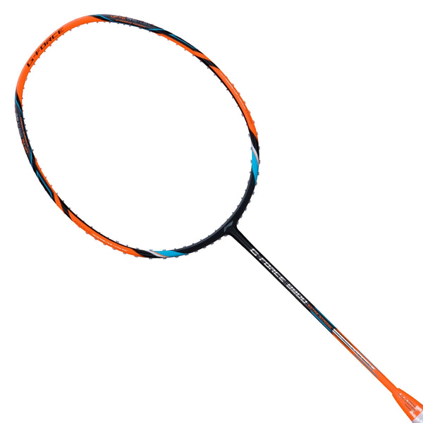 Li-Ning G-Force 8800 Extra Strong Strung Badminton Racquet 3U6 | Head-Heavy Carbon Frame with Dynamic Optimum Frame & 35 lbs Tension for Power Play (Black/Bright Orange)