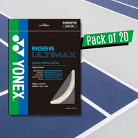 Yonex BG 66 Ultimax Badminton Strings – 0.65mm Gauge, 10m Sets, Pack of 20 ( Ultra-Thin High-Repulsion Control) - Best Price online Prokicksports.com