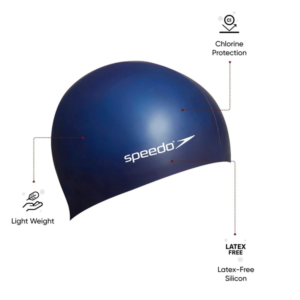 Speedo Flat Silicone Swim Cap – Adult Swimming Cap with Durable Stretch Fit, Tear-Resistant Silicone & Comfortable Hydrodynamic Design - Best Price online Prokicksports.com