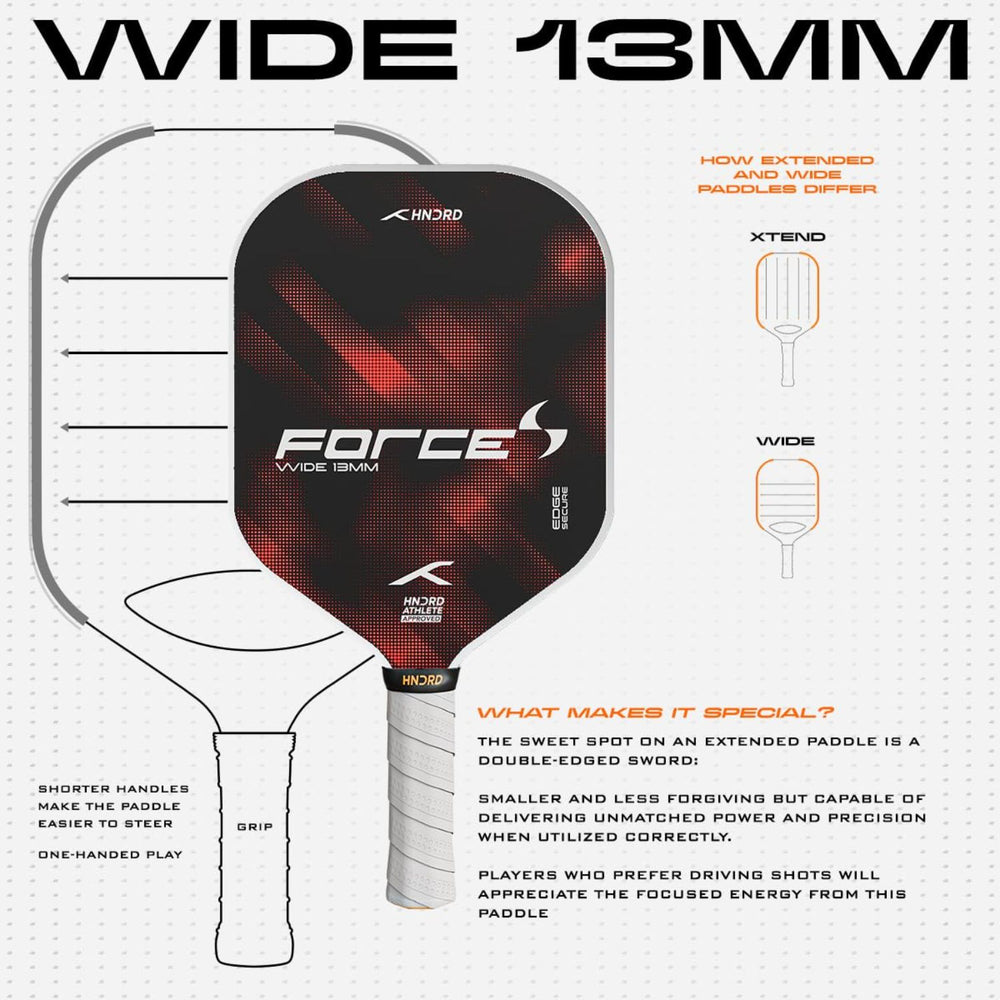 Hundred Force S Wide 13MM Pickleball Paddle | Extra-Wide Face | Carbon Fiber Surface | Polymer Core | Power & Control - Best Price online Prokicksports.com