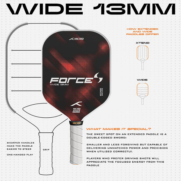 Hundred Force S Wide 13MM Pickleball Paddle | Extra-Wide Face | Carbon Fiber Surface | Polymer Core | Power & Control