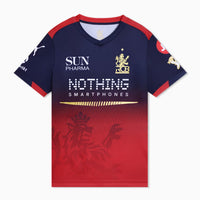 PUMA RCB Replica Jersey 2026 V-Neck T-Shirt for Men | dryCELL Sweat-Wicking Fabric with Lightweight Interlock Knit & Official Team Crest, Navy/Flame Scarlet - Best Price online Prokicksports.com