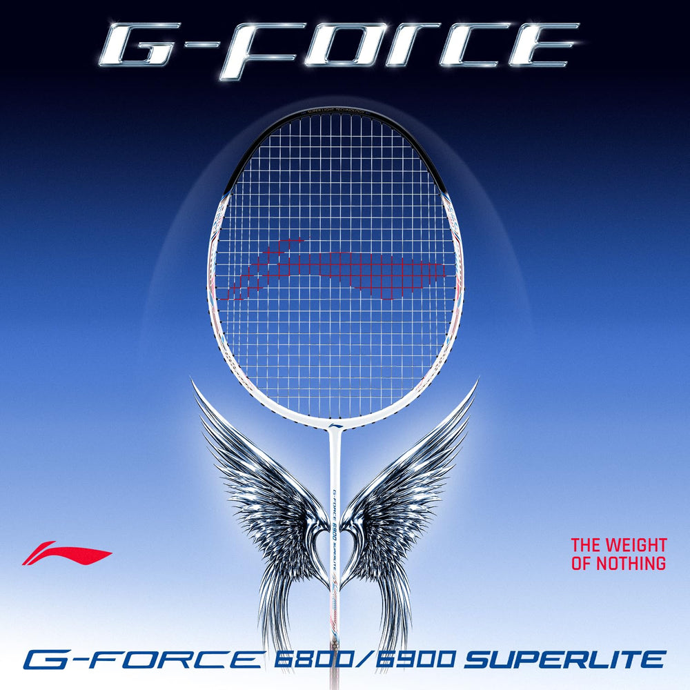 Li-Ning G-Force 6900 Superlite Unstrung Badminton Racquet, 5U G6 | Ultralite Carbon Technology | Fast Swing