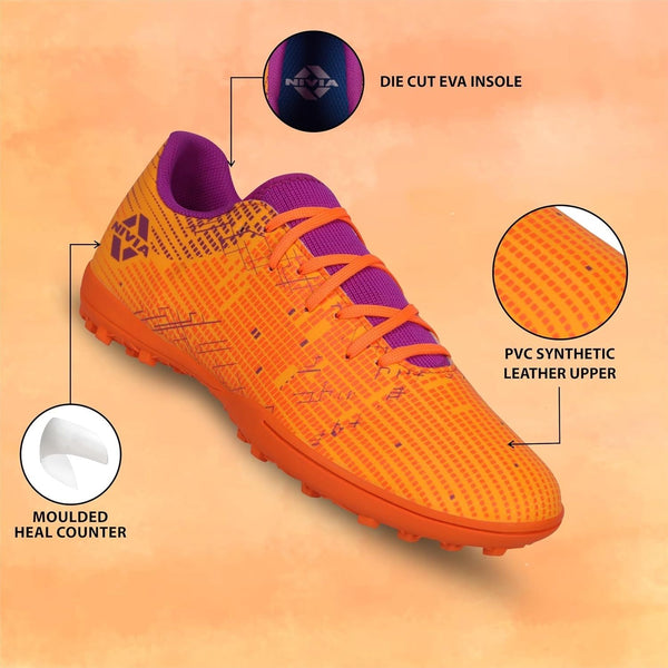 NIVIA Rabona 2.0 Football Shoes – PVC Synthetic Leather Upper, Rubber Stud Turf Sole, Die-Cut EVA Insole | Snug Fit, Ball Control & Durability for Turf and Hard Ground