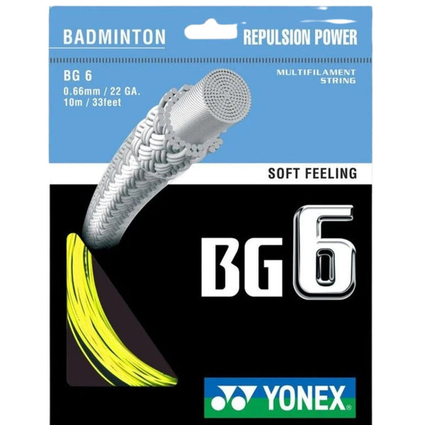 Yonex BG 6 Badminton String – 0.66 mm / 22 Gauge, 10 m (33 ft) Nylon Multifilament Racket String for Power & Durability