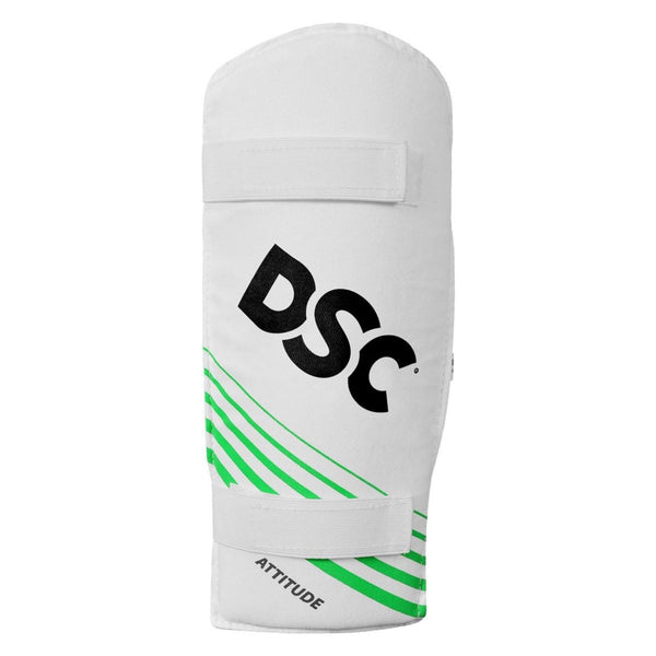 DSC Attitude Elbow Guard – Youth, Green/White, Cotton Fabric with Foam & Fiber Protection, Towel Backing