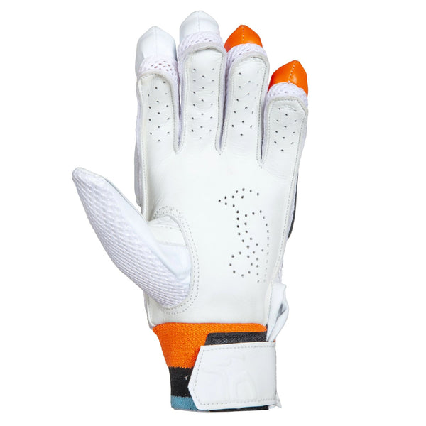 Kookaburra Rapid 200 Batting Gloves – Left Hand | Lightweight & Protective | White/Black/Orange – Adult Cricket Gloves