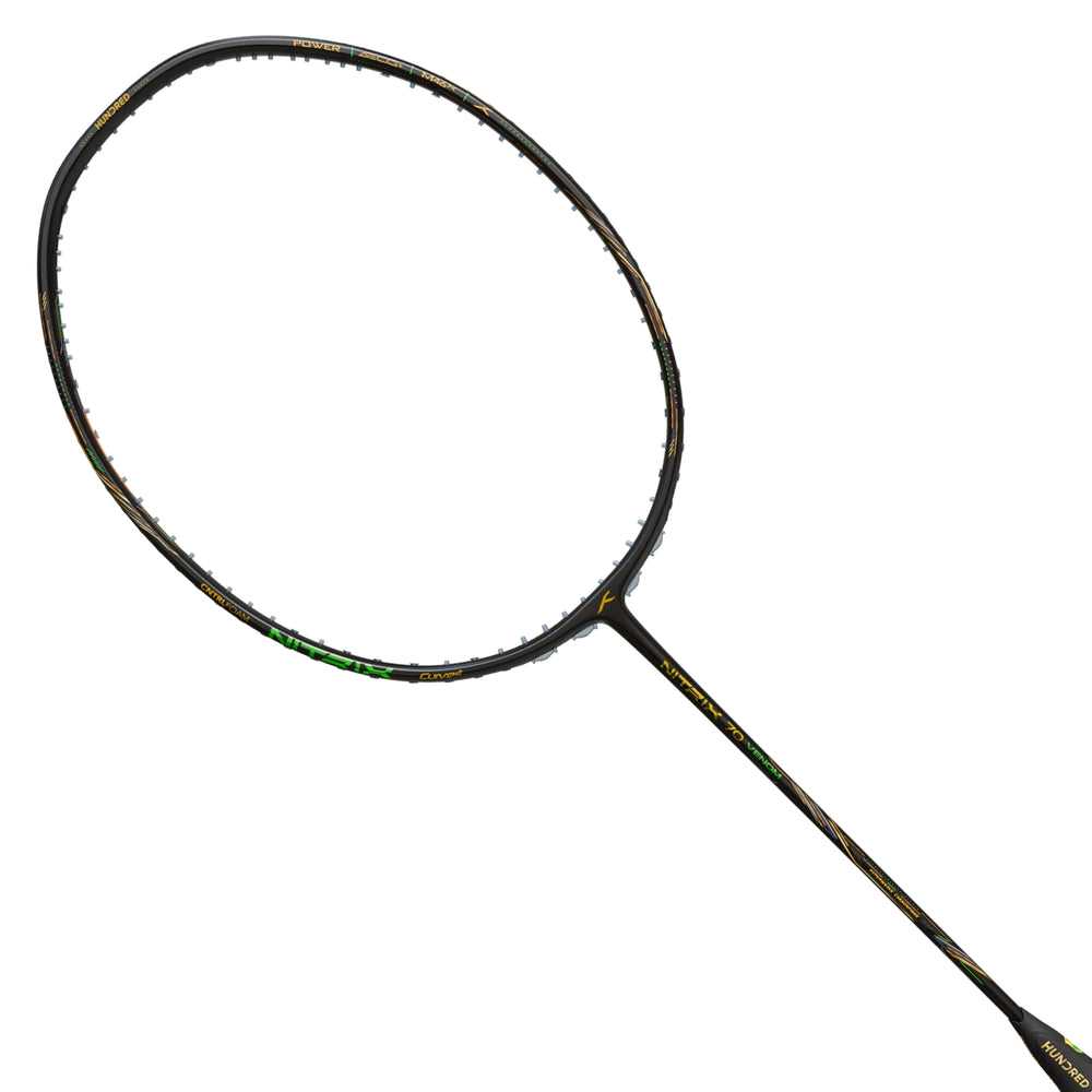 Hundred Nitrix 70 Venom Unstrung Badminton Racquet – Black/Green (4U) | Pro-Level Head-Heavy Power with M46X Carbon & Vaporshaft 6.1 mm - Best Price online Prokicksports.com